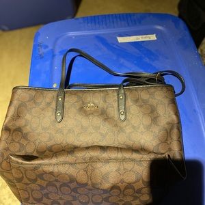 Brown & black Coach medium size tote